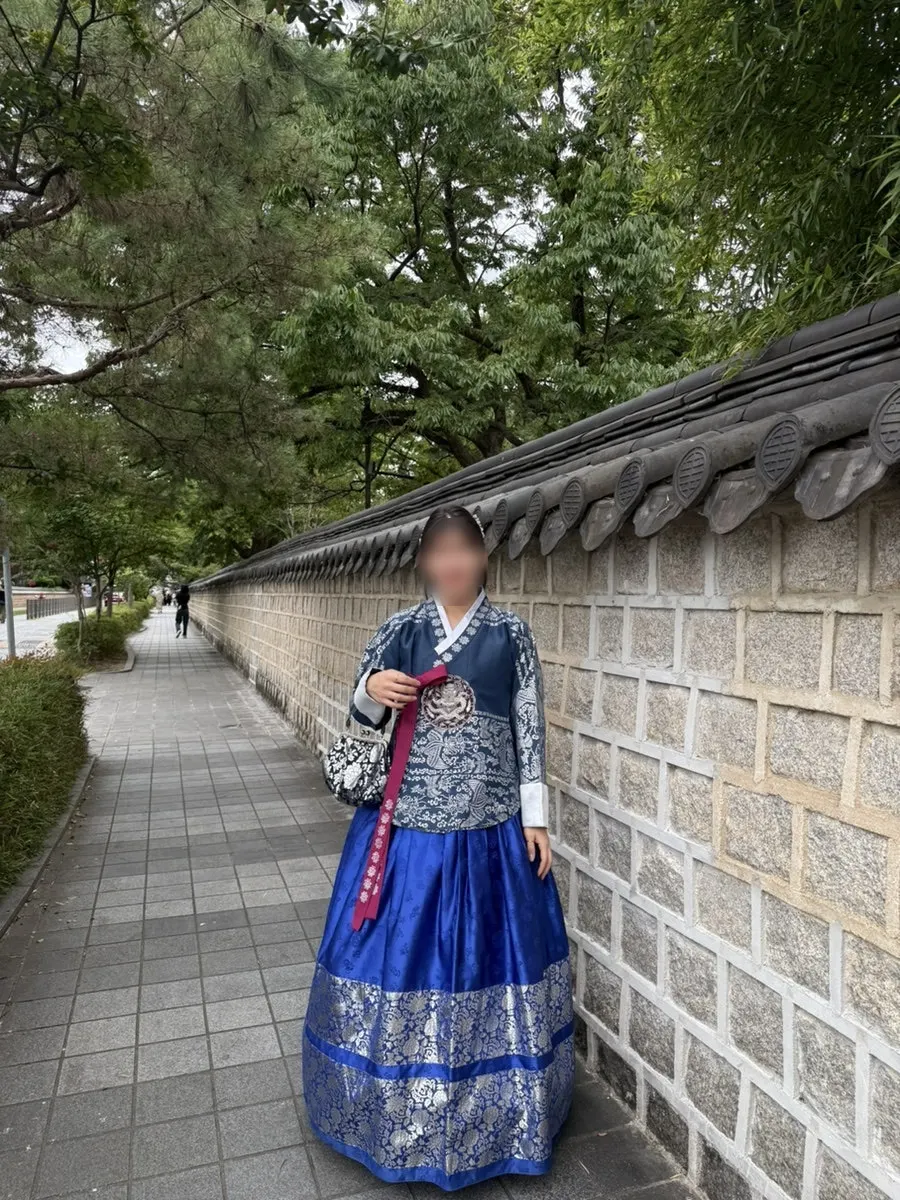 Hanbok outfit at a Hanok Village photo zone