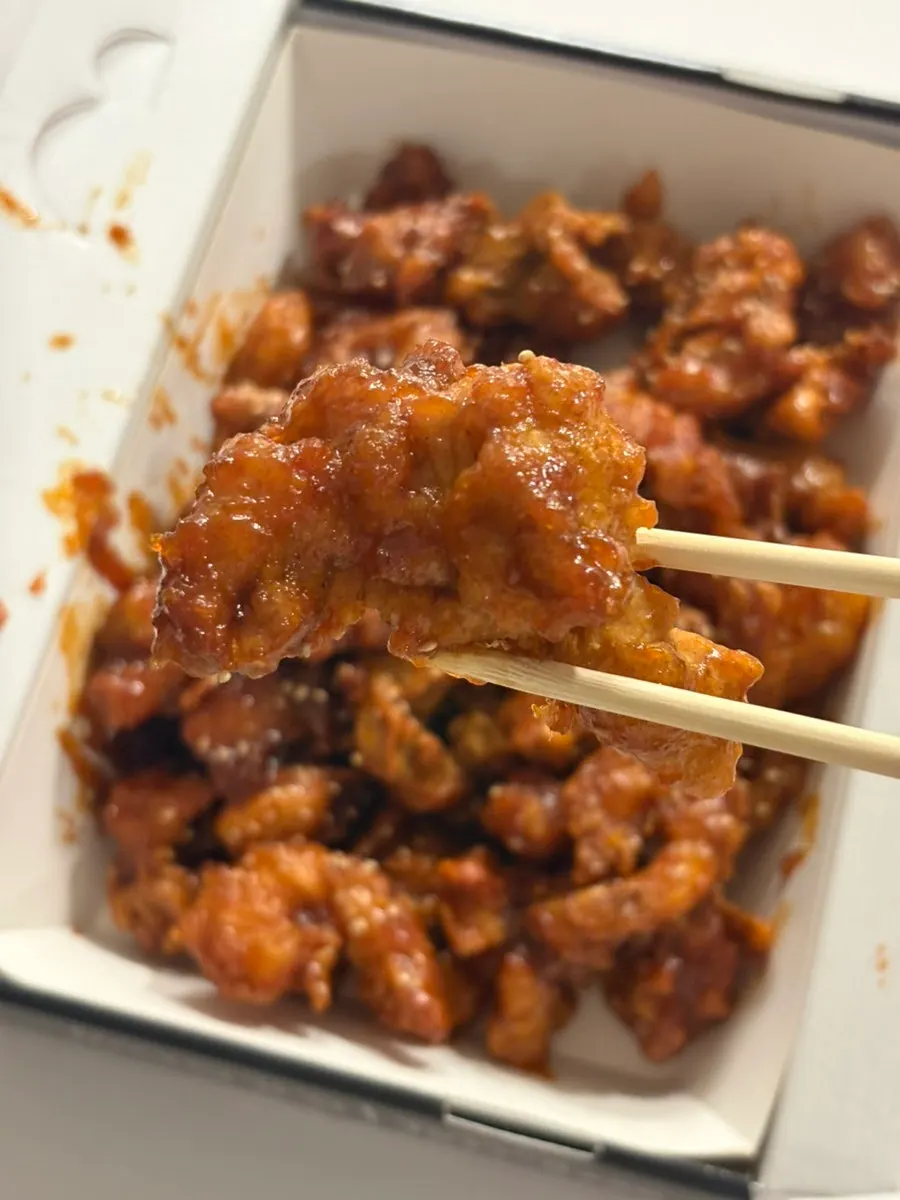 Close-up of shrimp gangjeong with whole shrimp inside