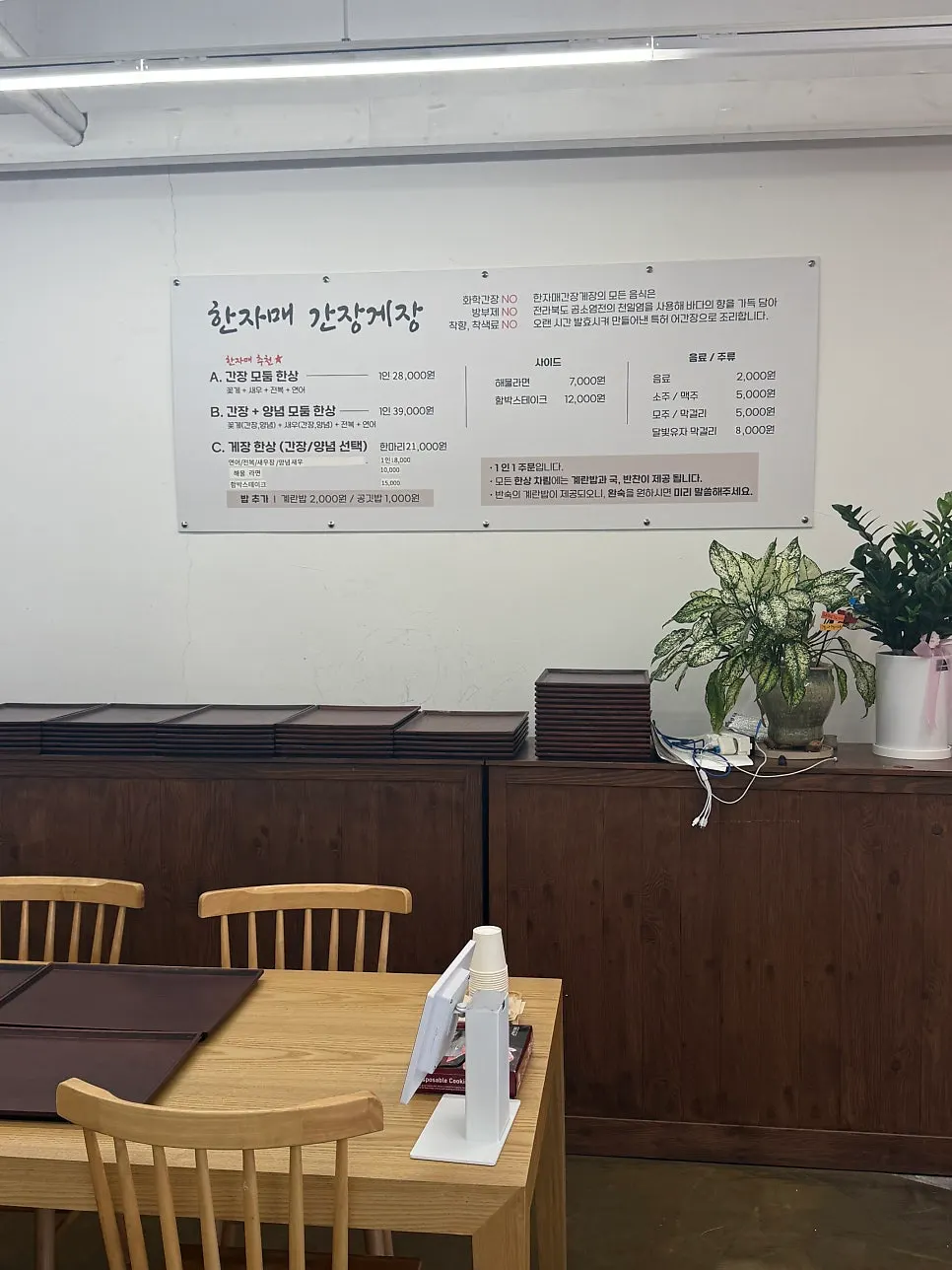 Hanjamae Ganjang Gejang set menu board