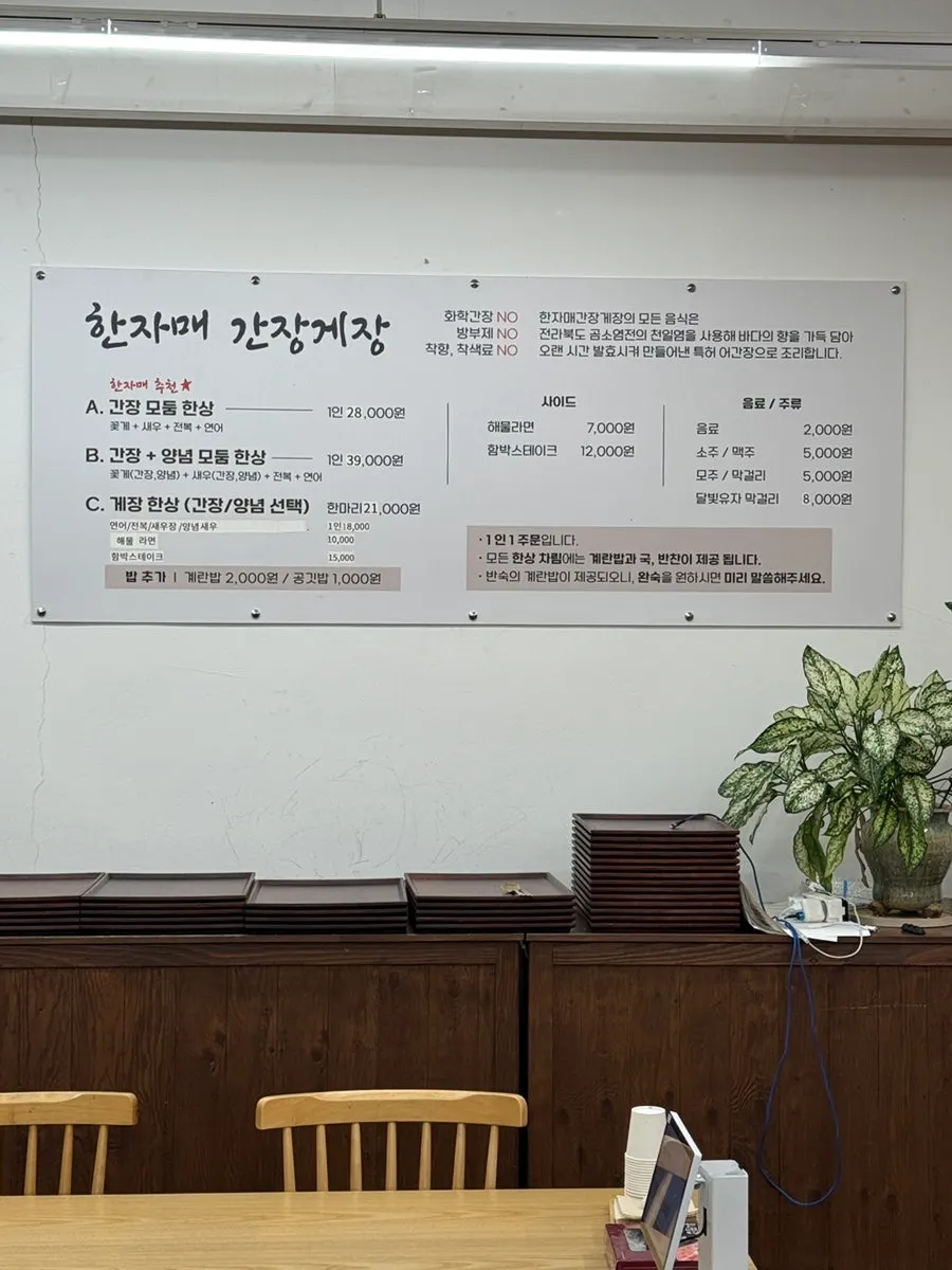 Restaurant wall explaining Gomsou fish soy sauce