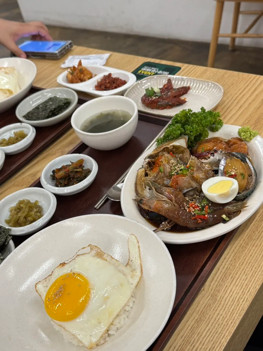 Assorted seafood in soy marinade