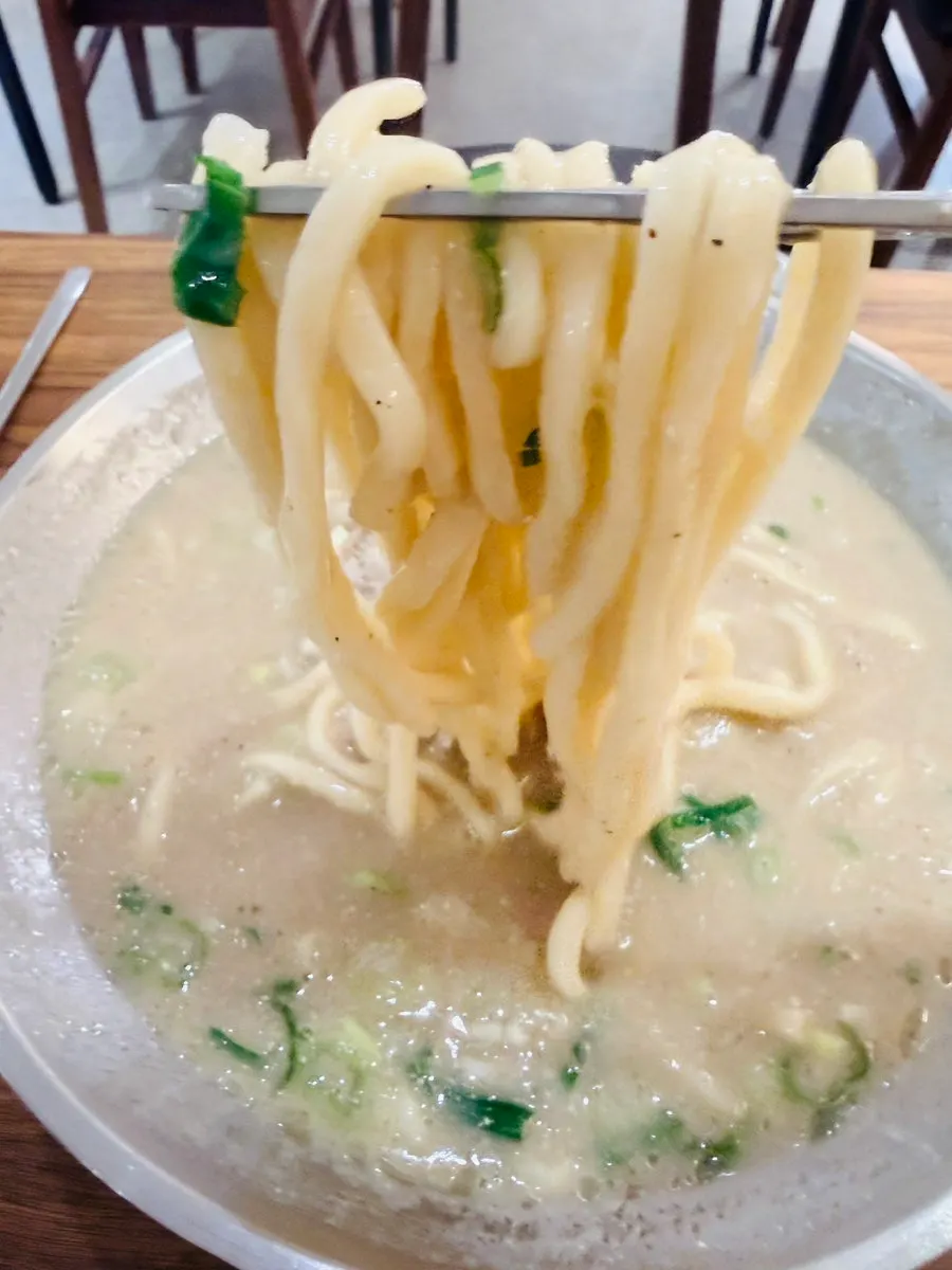 Thick, chewy house-made chicken kalguksu noodles