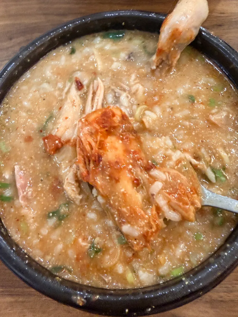 Piping hot stone pot of spicy chicken gomtang