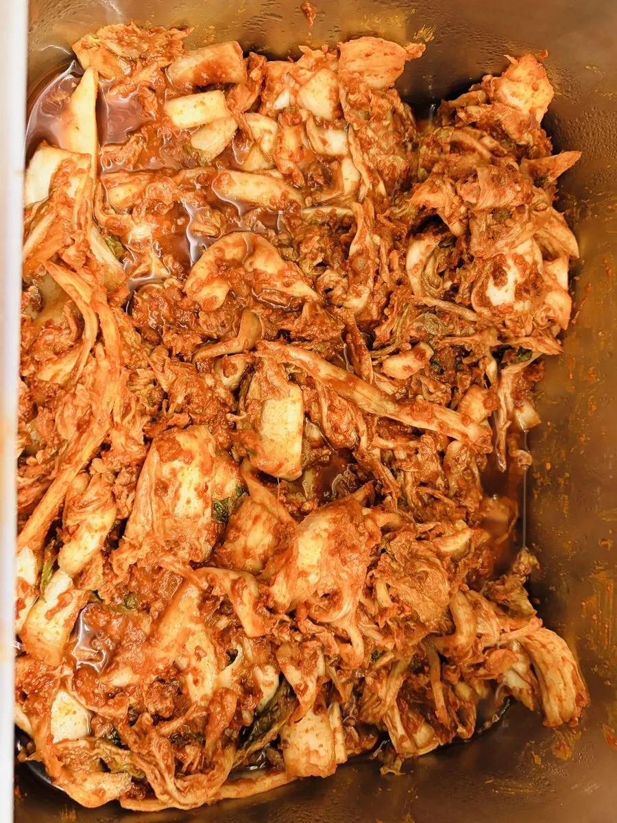 Kimchi refilled from the self-serve bar