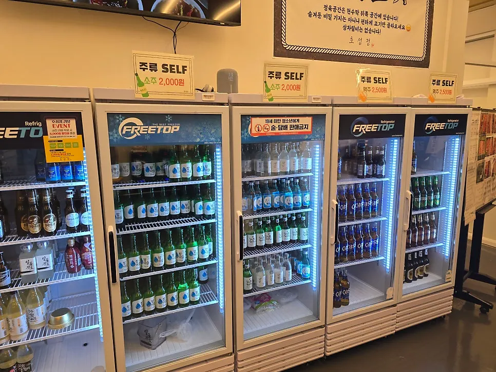 Hanwoo cuts displayed with price tags