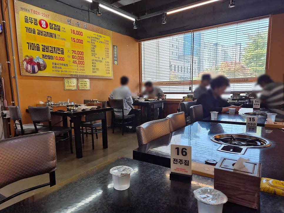 Tables at Jeonju House split by menu order