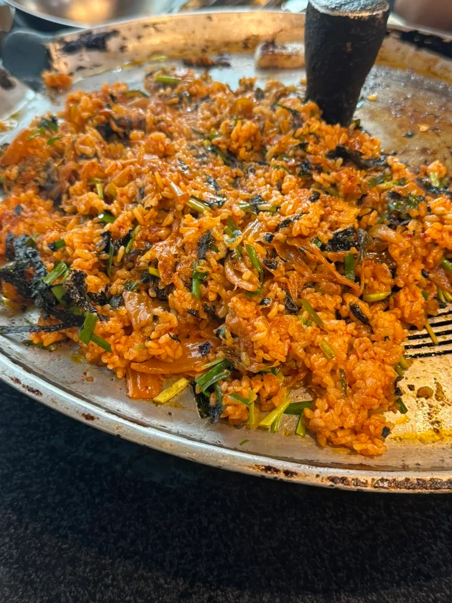 Close-up of the finished fried rice