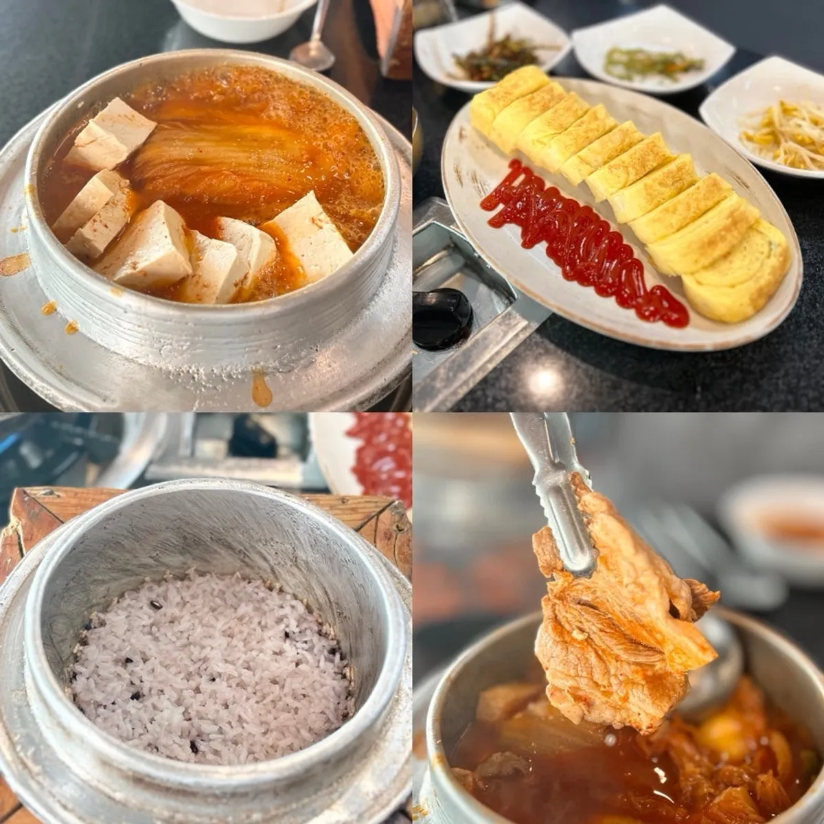 Signature photo of galbi kimchi stew and pot rice at Jeonju House