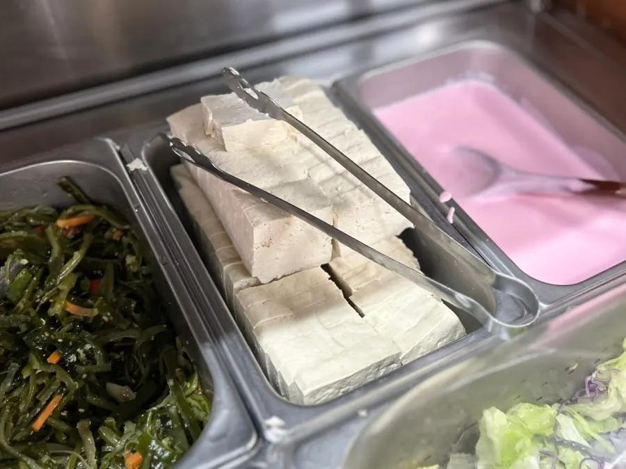 Self-serve side dish corner at Jeonju House