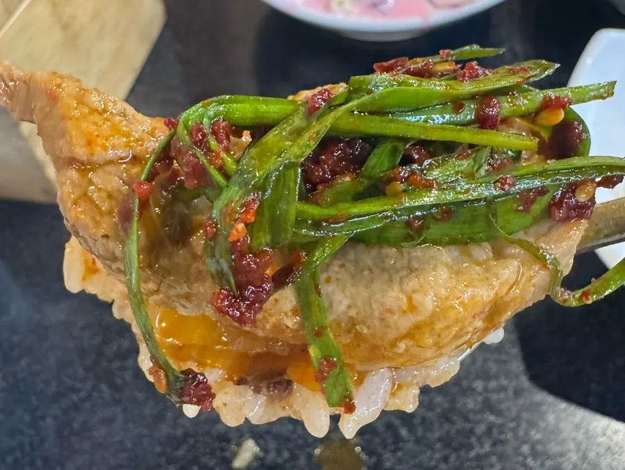 Spicy chive kimchi side dish