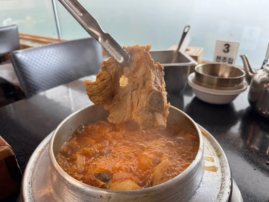 Korean pork ribs with two rib bones in the stew