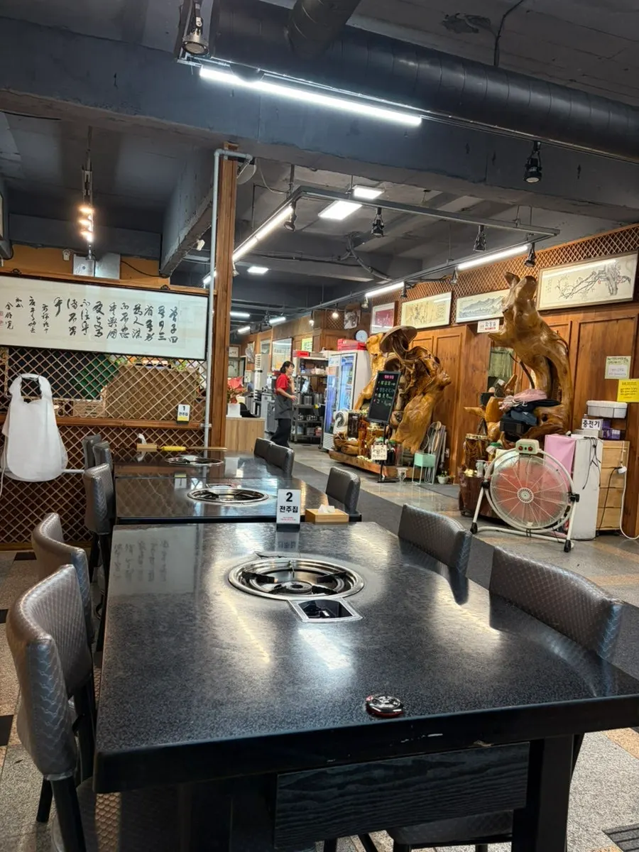 View of the dining hall tables at Jeonju House