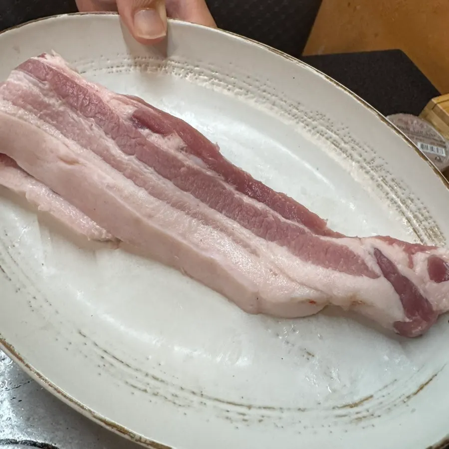 Thick pork belly grilled to a golden brown