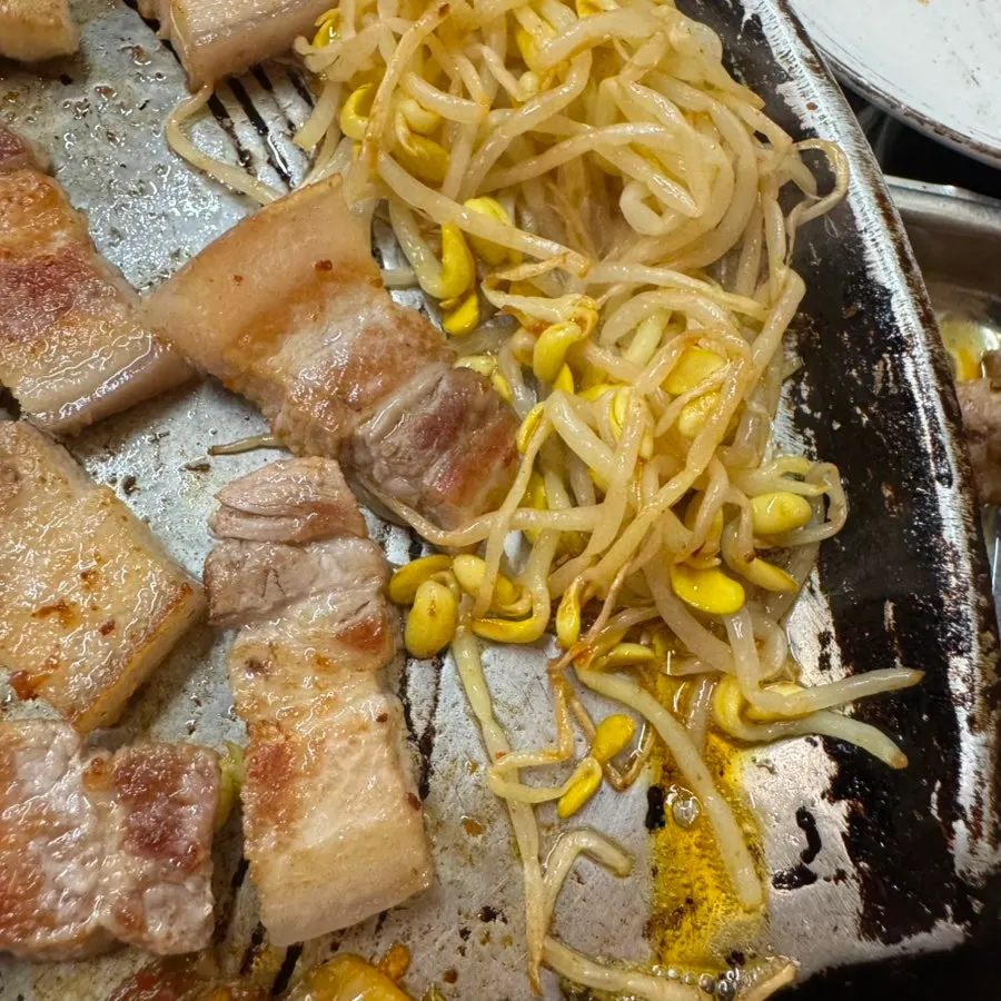 The cast-iron grill toward the end of the meal