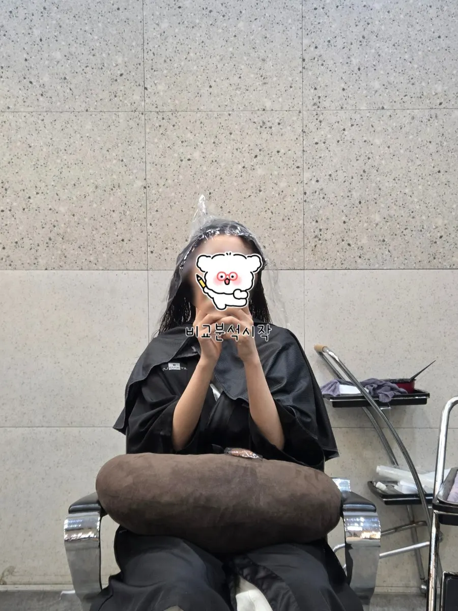 Getting set up in front of the salon mirror