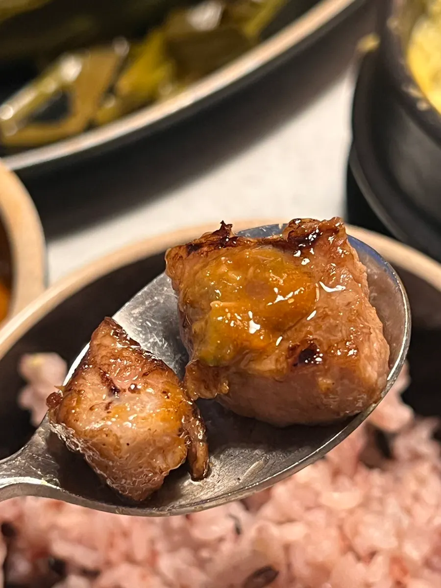 Grilled pork belly and pork neck