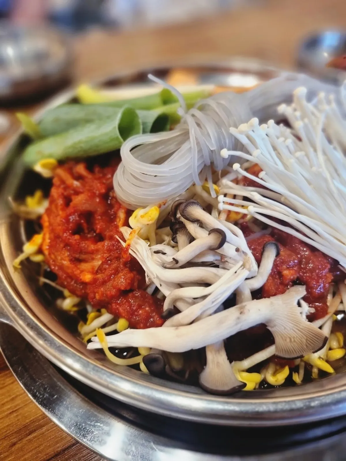 Jeonju-style galbi hot pot cooked at the table