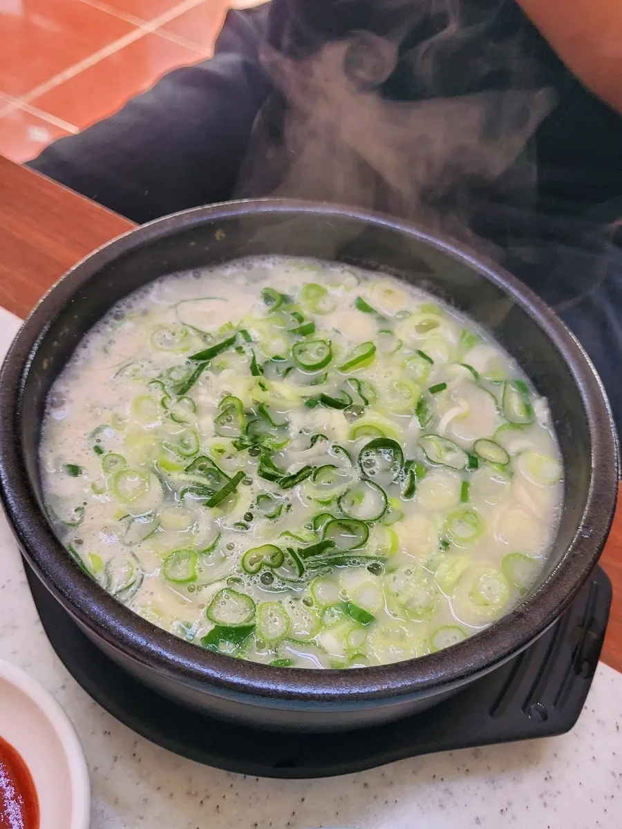 Korean beef knee soup loaded with meat