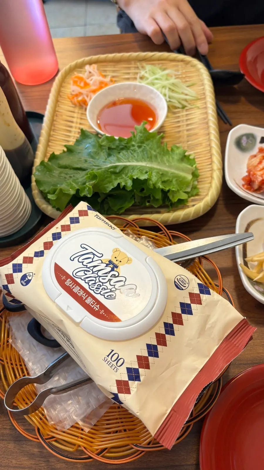 Vegetable side dishes served with banh xeo