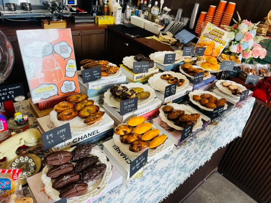 Display case filled with financiers