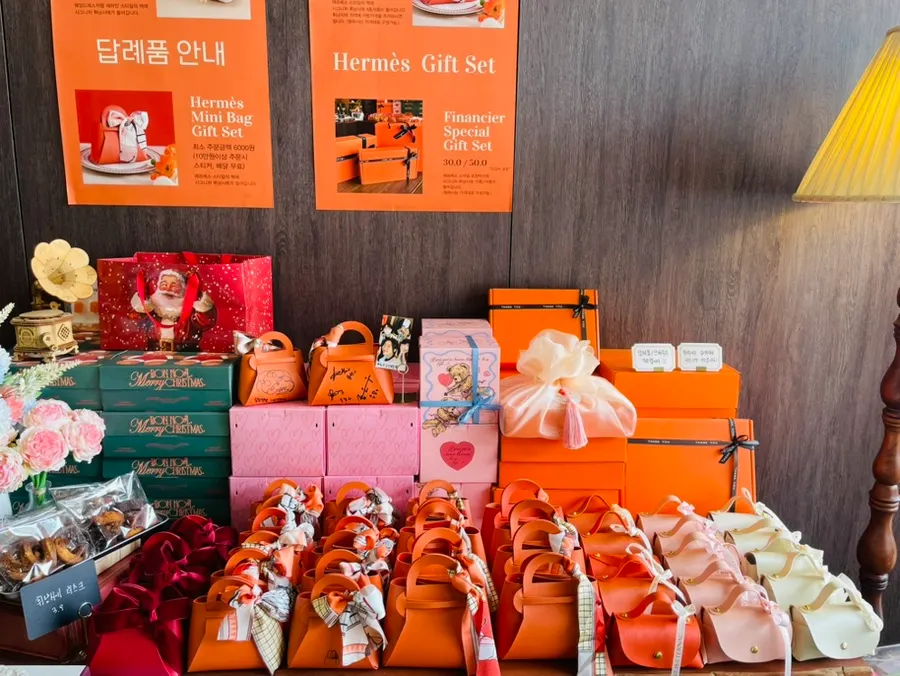Orange mini bag favor reminiscent of a Hermès bag