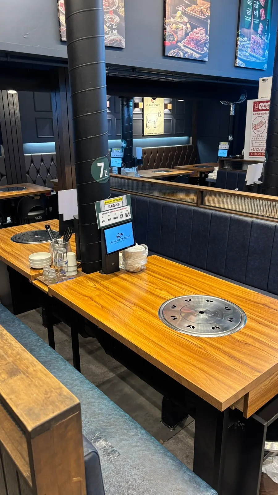 Interior tables suited for group gatherings