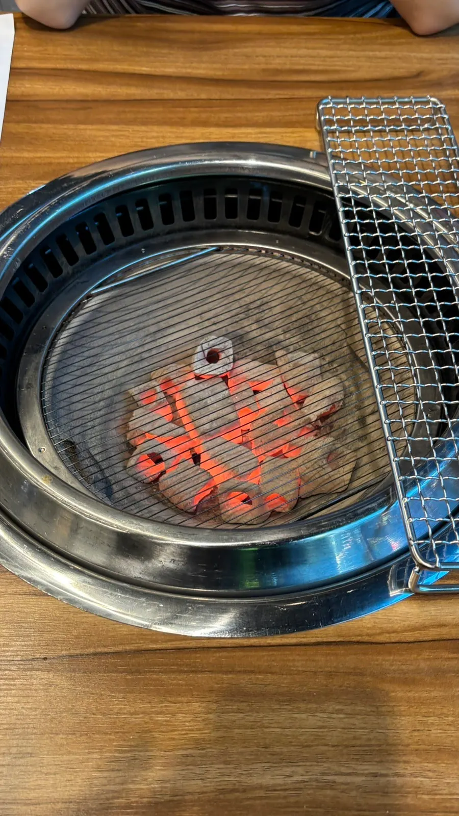 Charcoal brazier set on the table