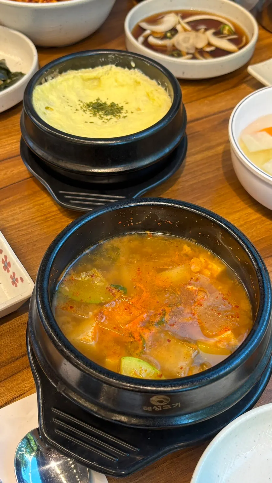Complimentary steamed egg and doenjang stew