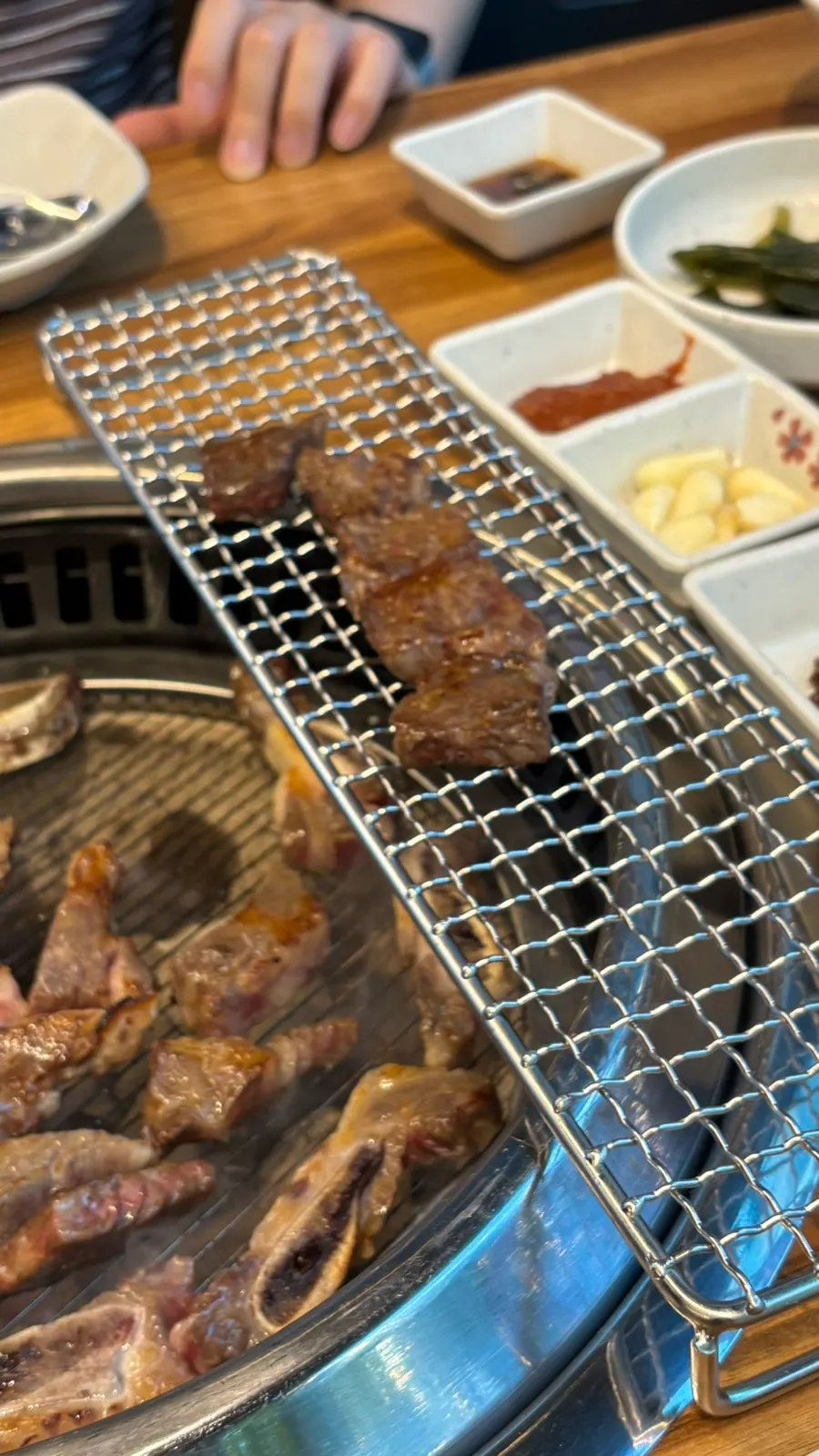 Ribs cooking on the grill plate