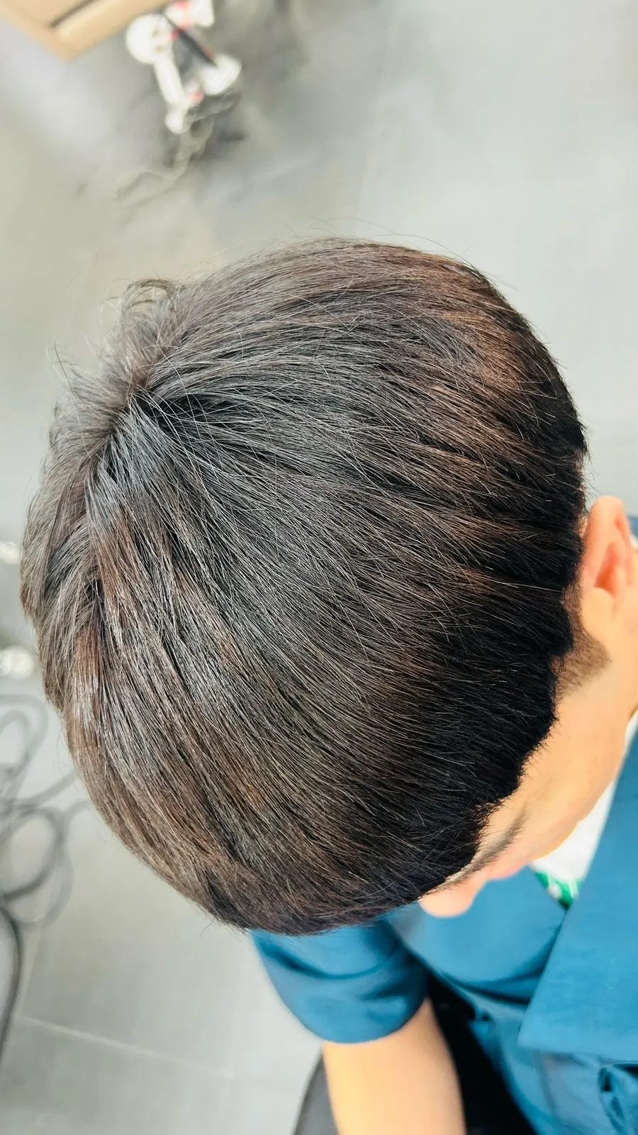 Back view after trimming the side and back hairline