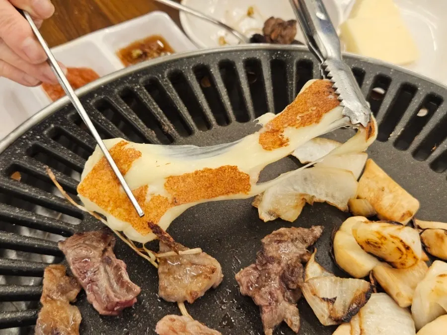 Melted, stretchy grilled cheese