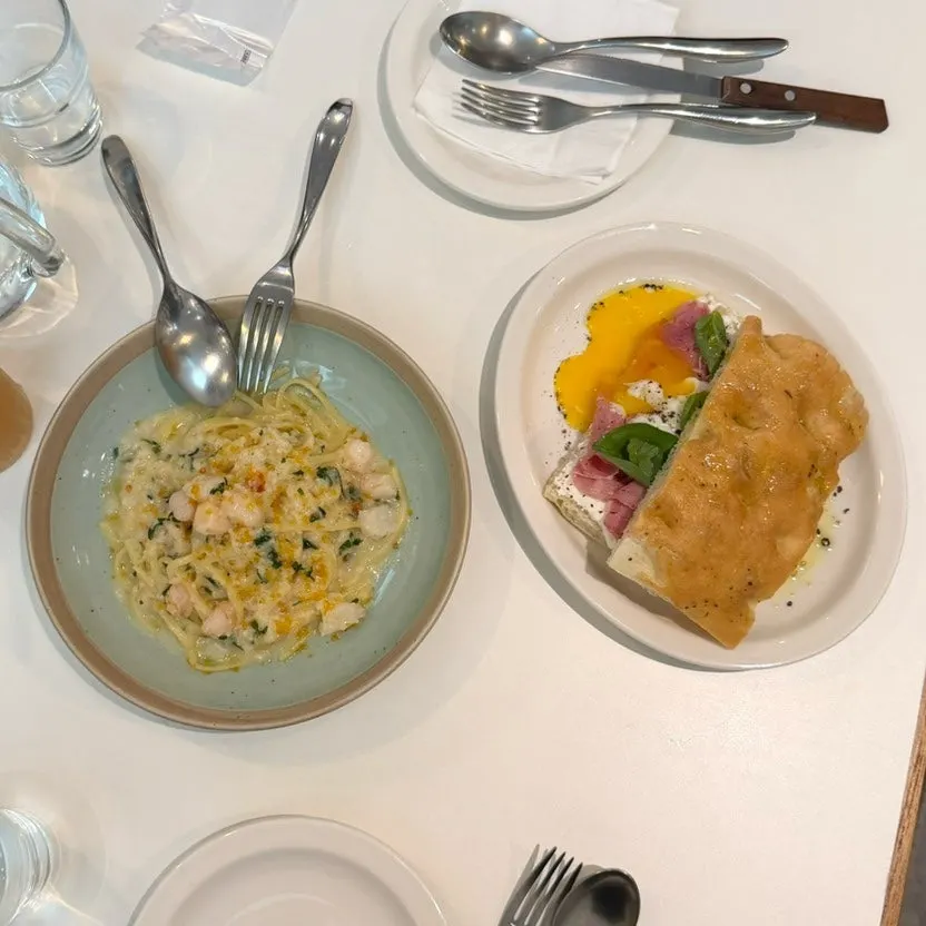 Table set with the ordered dishes