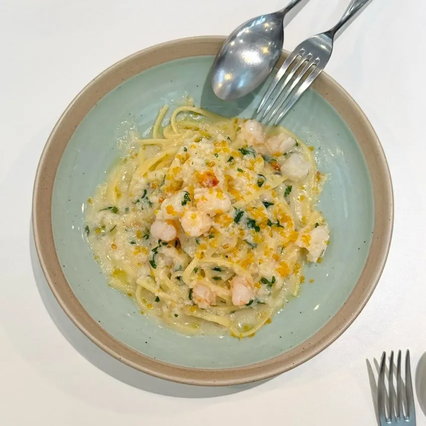 A plate of bottarga aglio olio