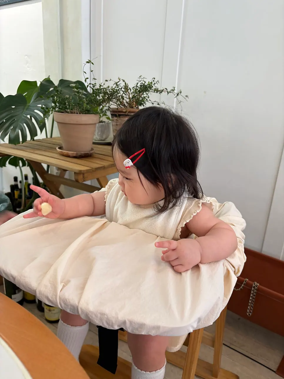 Table set up with a baby chair