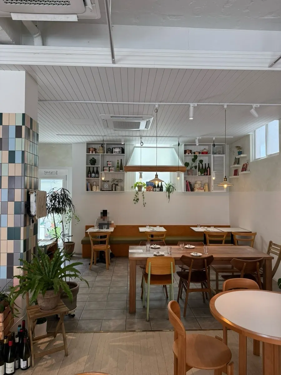 A large focaccia on display in the restaurant