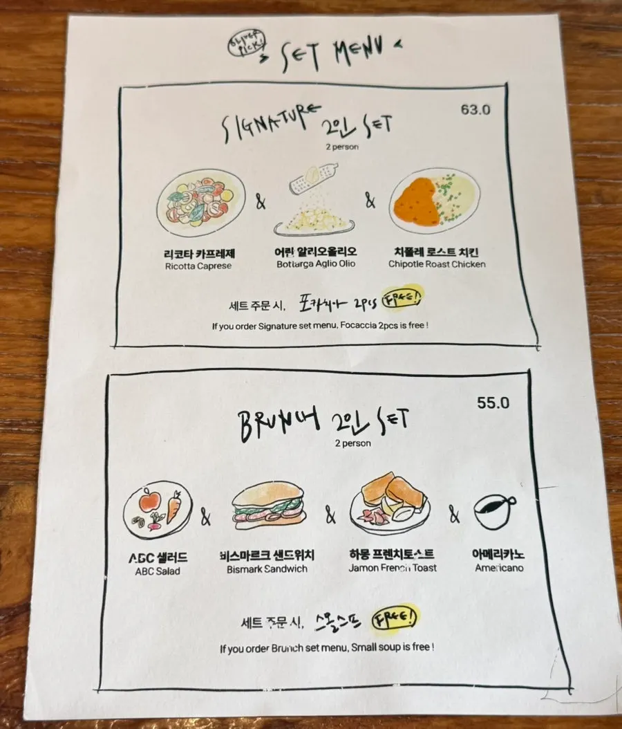 Odd Bird Oliver's menu placed on the table