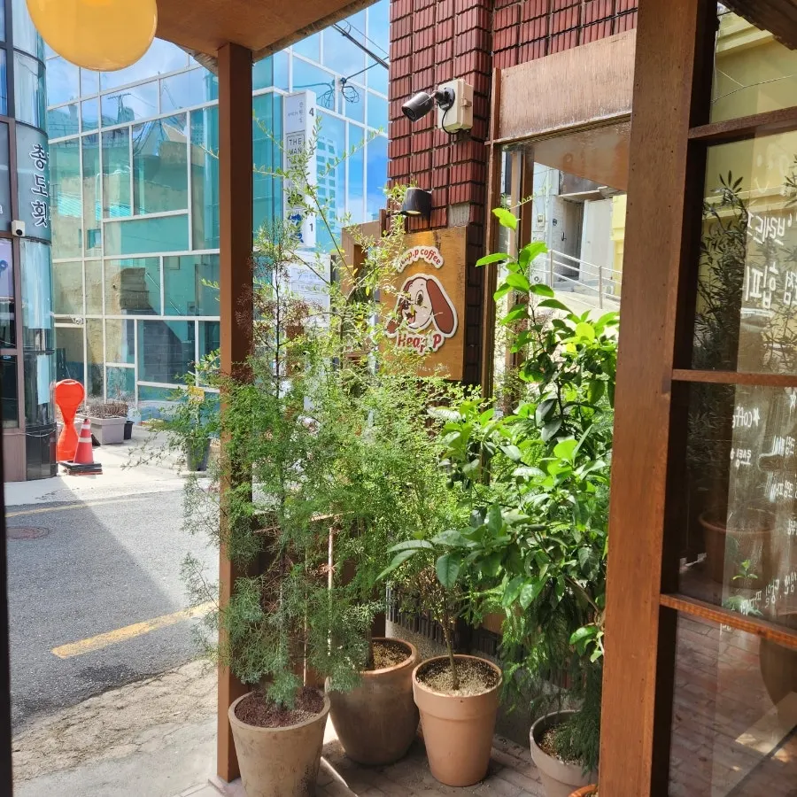 힙피 반려동물 동반 안내가 있는 외관