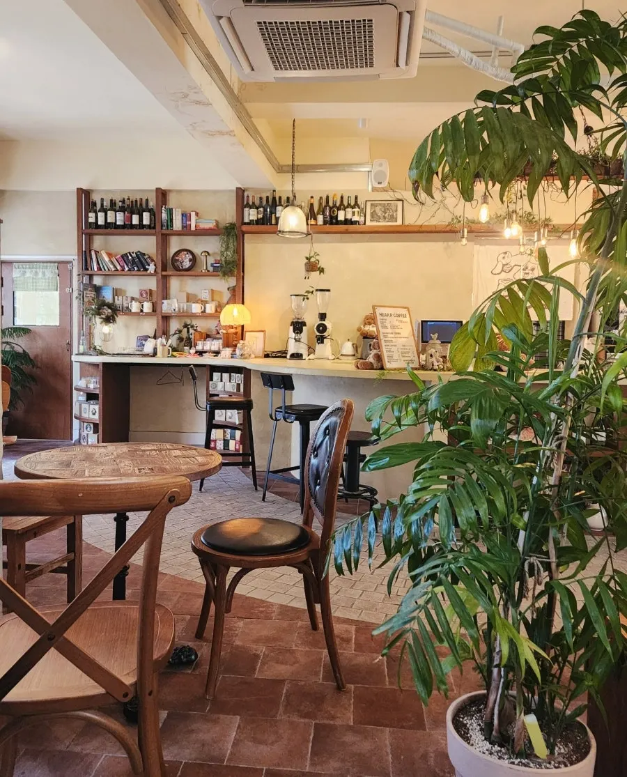 Tables and chairs inside Hippy