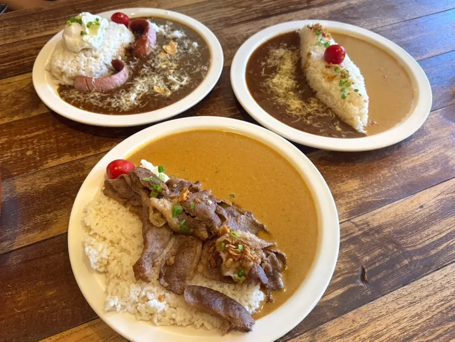 A variety of Japanese curries ordered at Sarugak20
