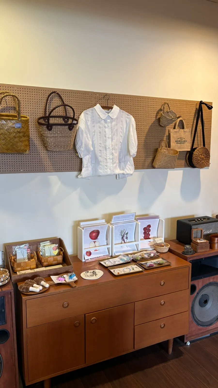 Display of small props in a corner of the store