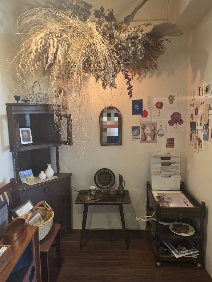 Cute props displayed on a small shelf