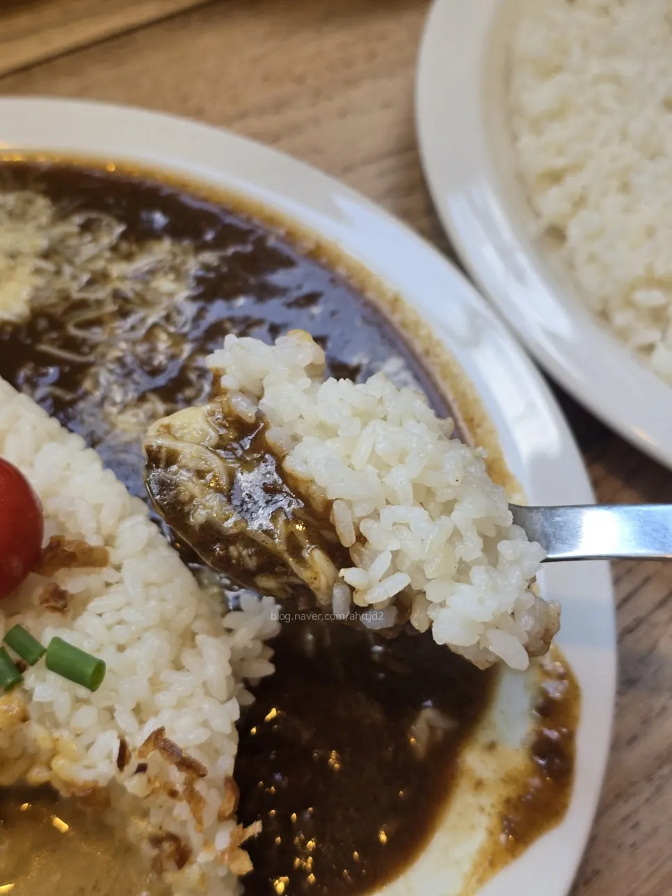 치즈 올린 소고기카레 클로즈업