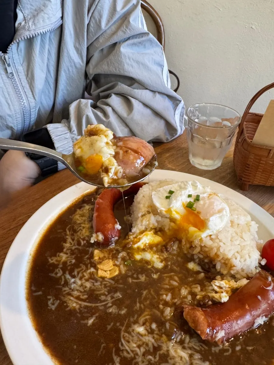 Curry plate full of toppings