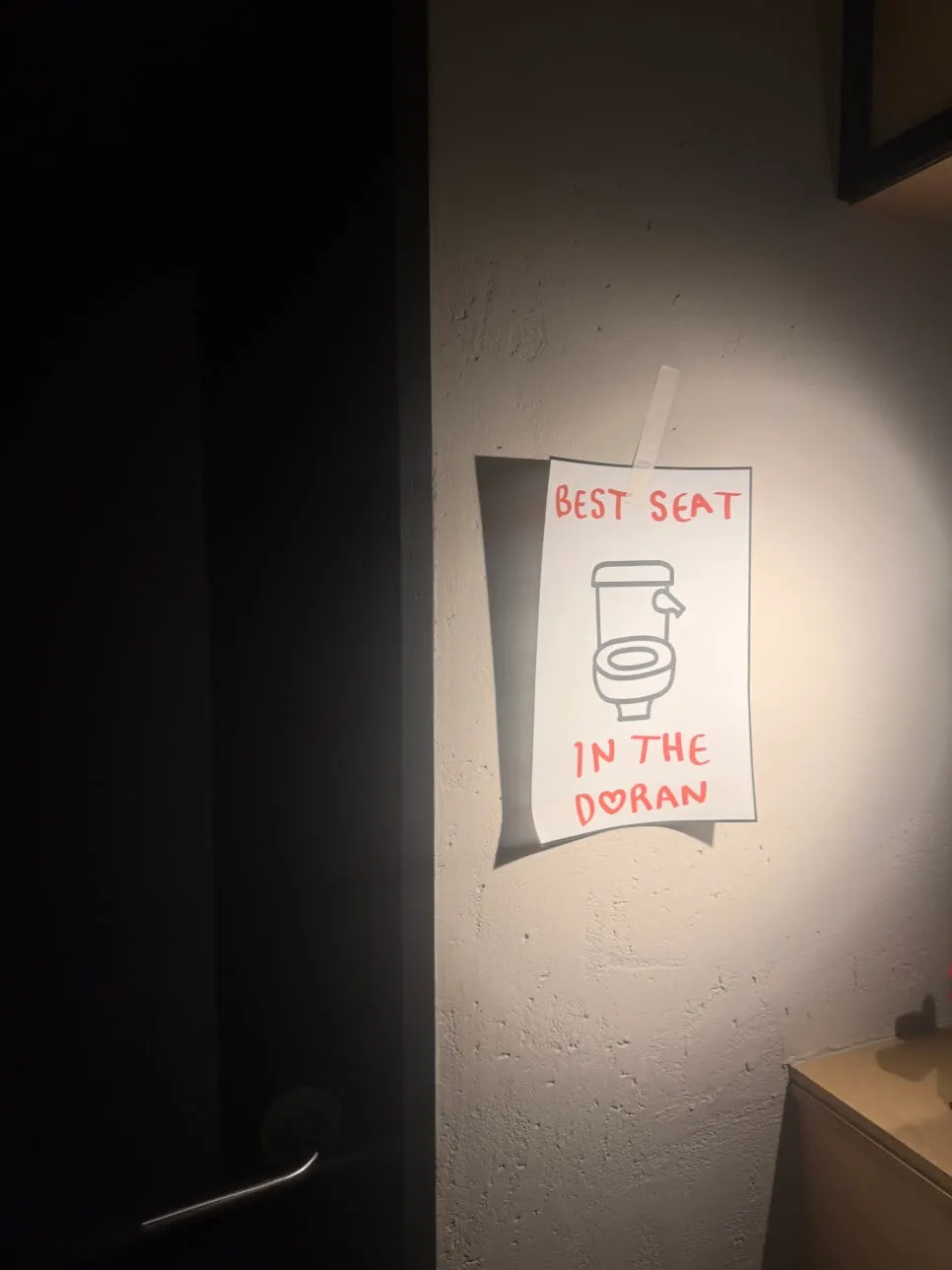 Separate men's and women's restrooms inside the store