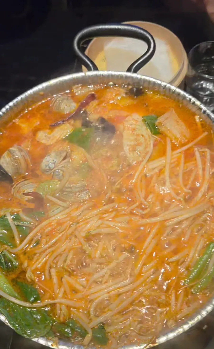 Jjamppong-tang generously filled with seafood and vegetables