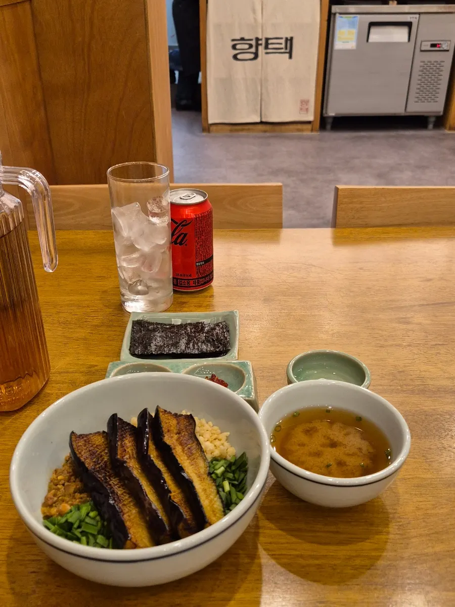 Rice bowl with large eggplant pieces