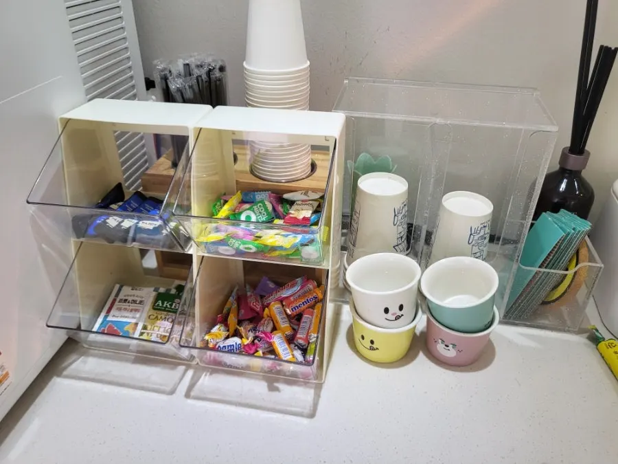 Tea and snacks set up in Double D's waiting area