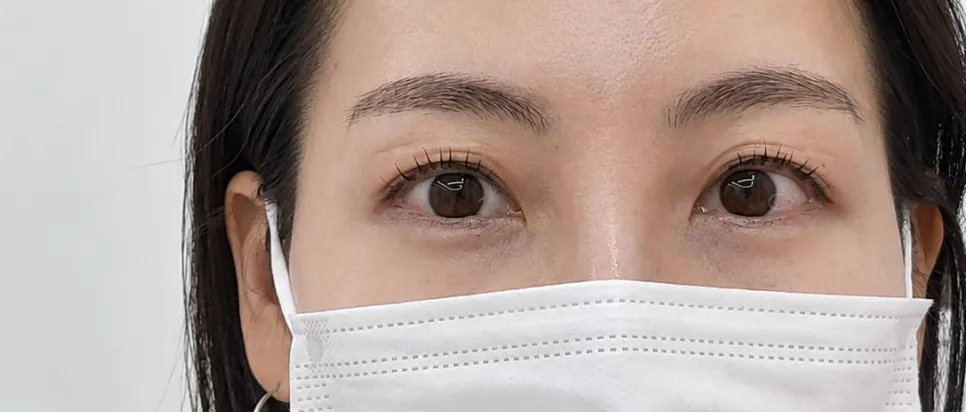 Finished lash lift look with curl set, no mascara