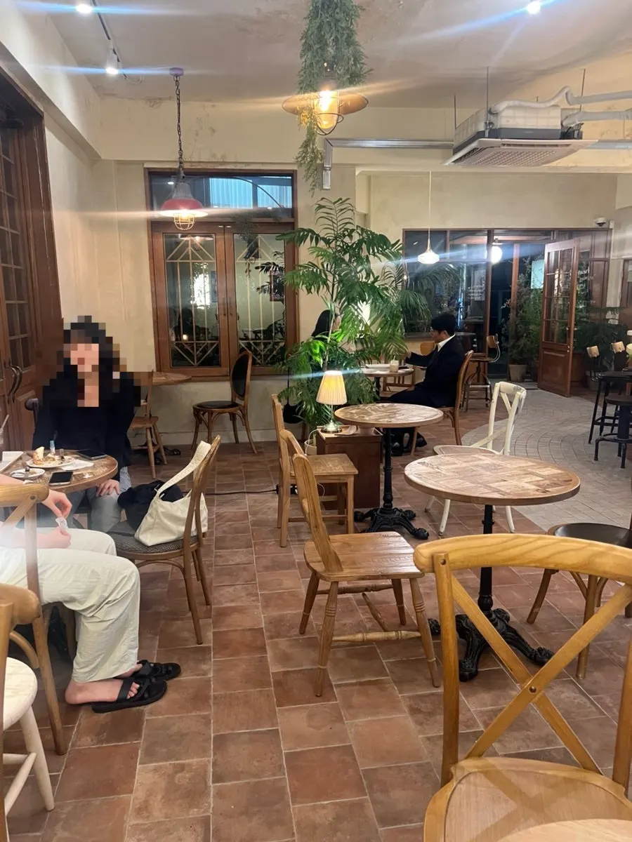 Café space where lighting and plants come together