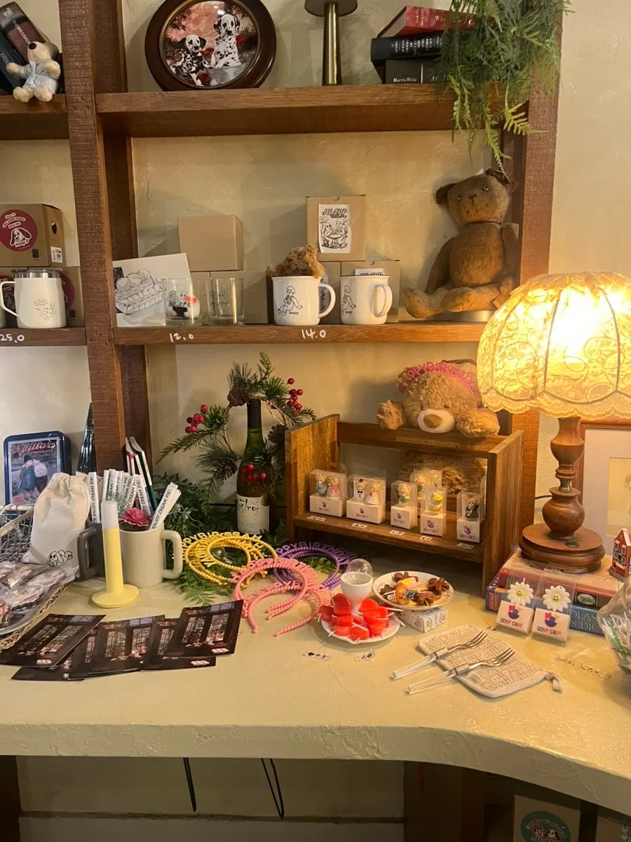 Café seating with cute decorative objects